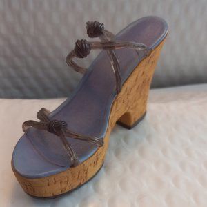 Just The Right Shoe By Raine Cork Wedge Mini Figurine 25093